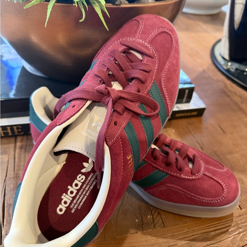 Adidas Gazelle Maroon and Teal Sneakers